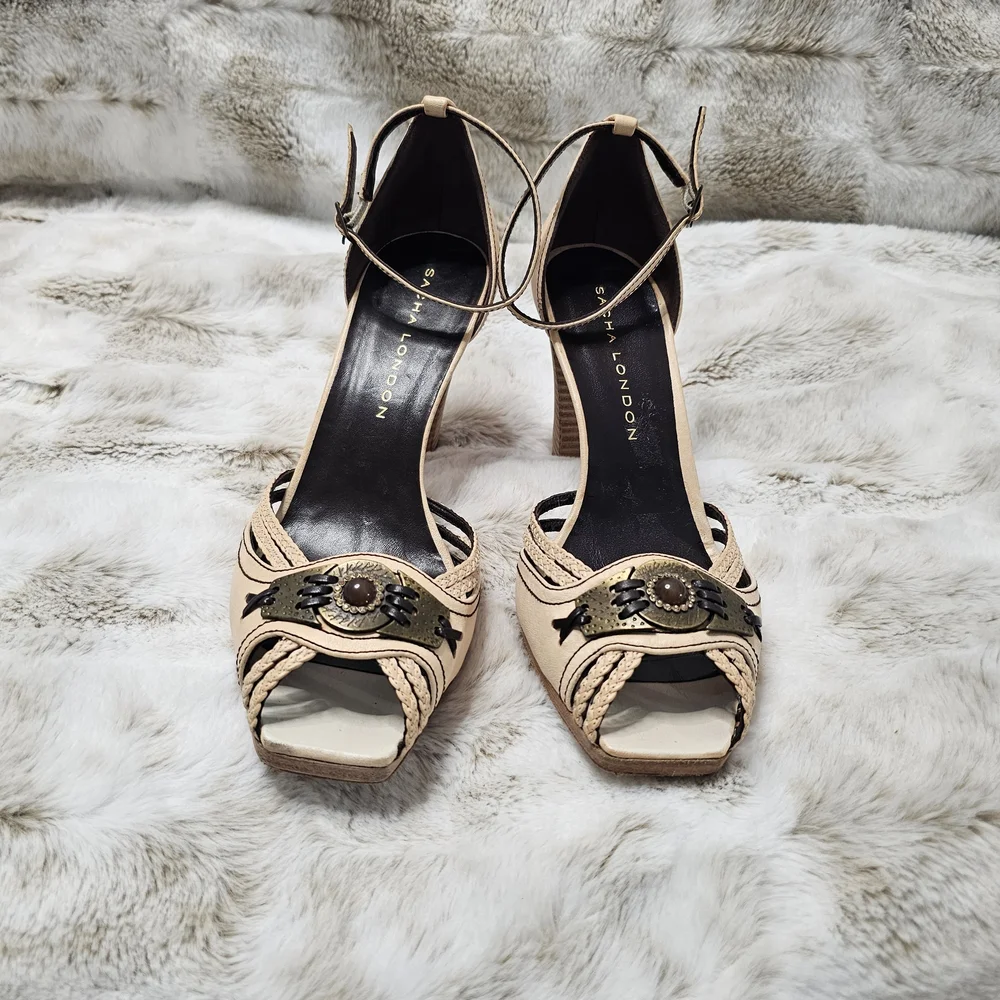Sacha London Beige and Black Heels‎